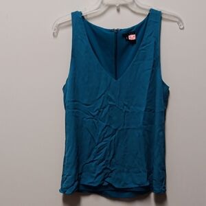 Theory Blue Silk V-Neck Tank Top, Size Small